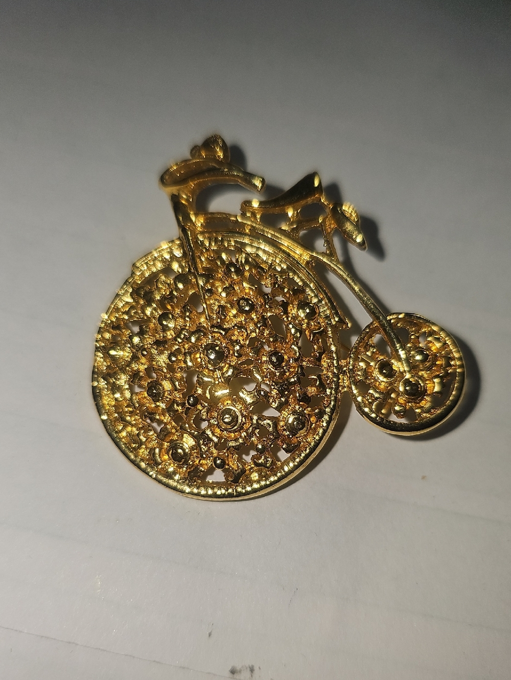 Gold-Tone Decorative Bicycle Brooch - Women's Jewelry